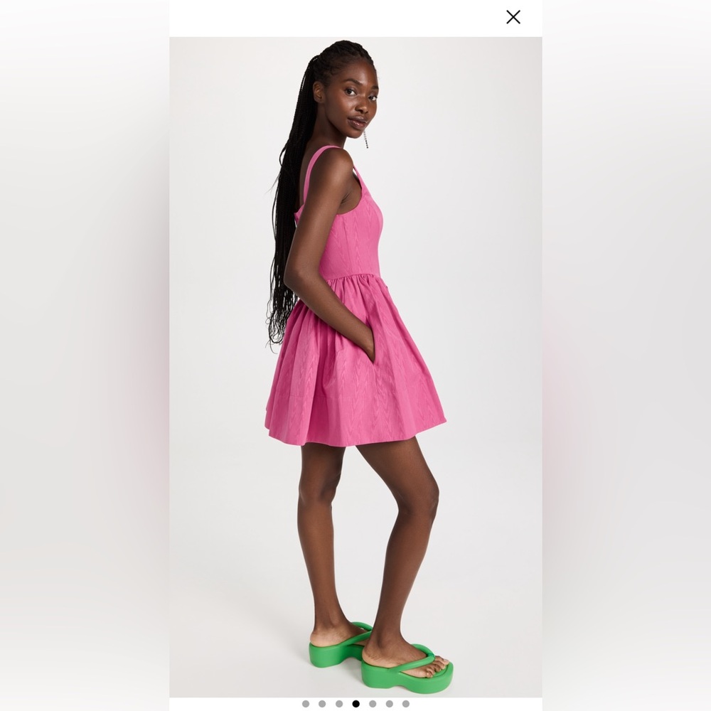 NWT Staud CORAL PINK LANDSCAPE MINI DRESS Size 6 - Picture 3 of 9